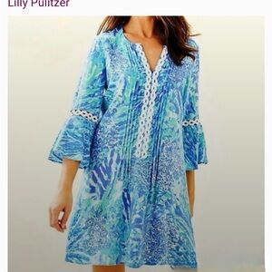 Lilly Pulitzer Vibrant Blue and Green Mini Dress